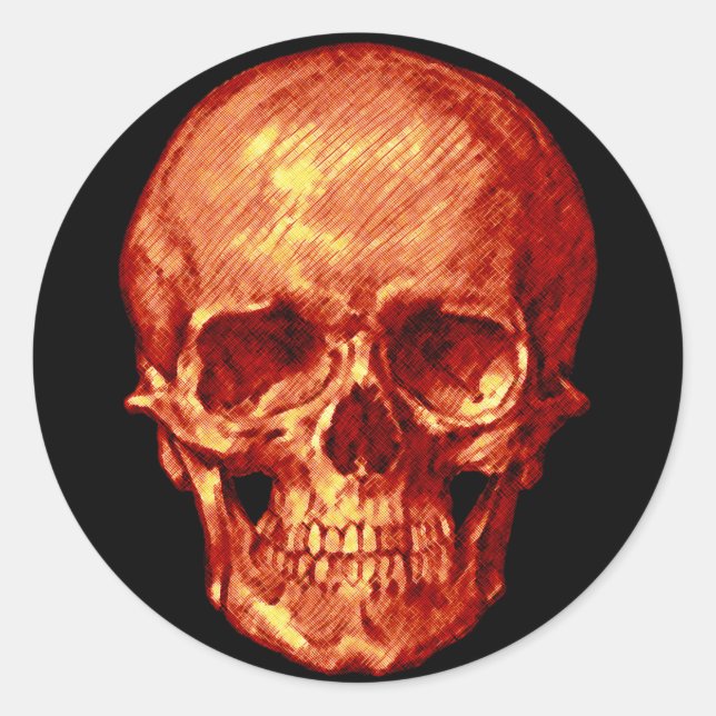 Halloween Orange Skull Runder Aufkleber (Vorderseite)