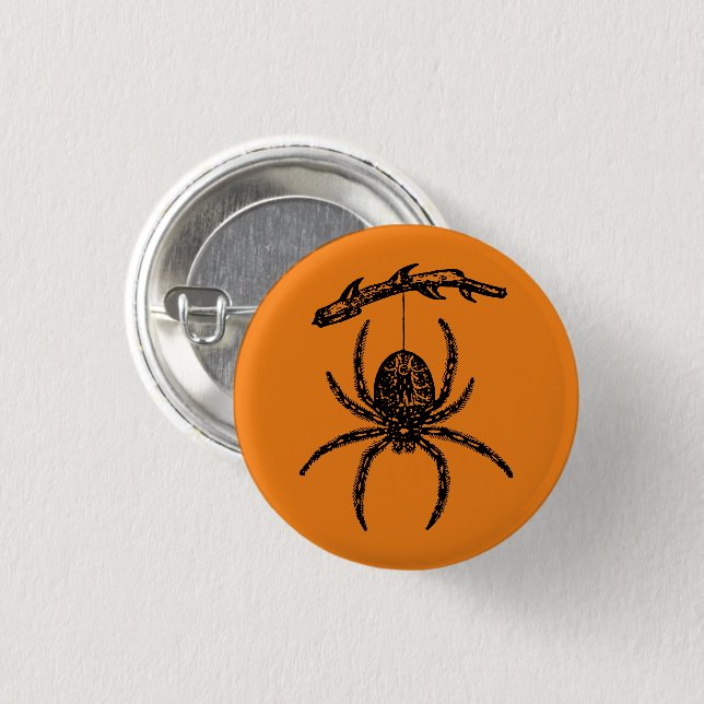 Halloween Orange Spider Button (Vorne & Hinten)
