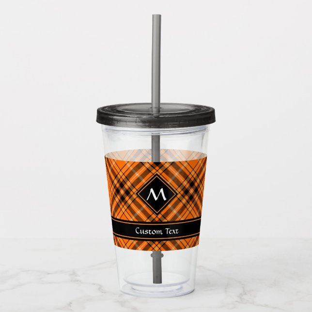 Halloween Orange Tartan Acryltrinkbecher (Vorderseite)