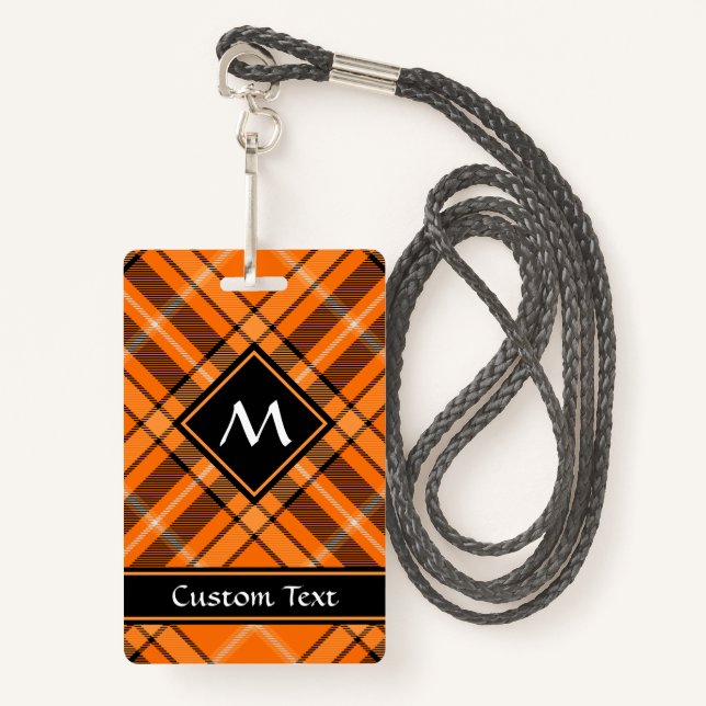 Halloween Orange Tartan Ausweis (Vorderseite mit Schlüsselband)