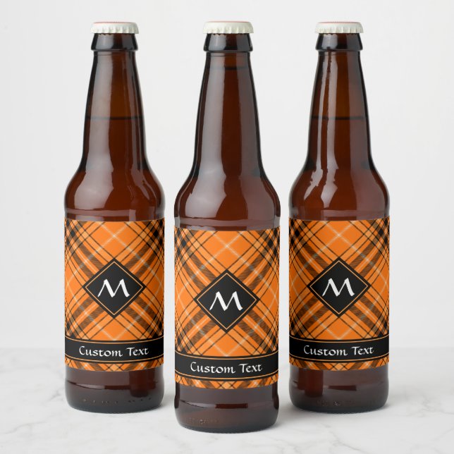 Halloween Orange Tartan Bierflaschenetikett (Flaschen)