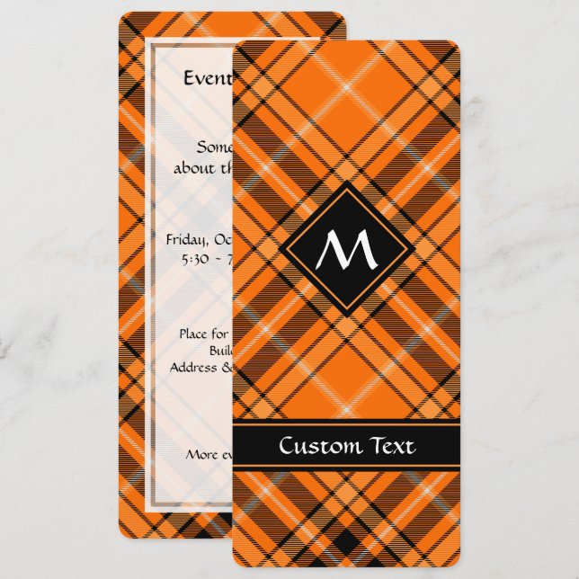 Halloween Orange Tartan Einladung (Vorne/Hinten)
