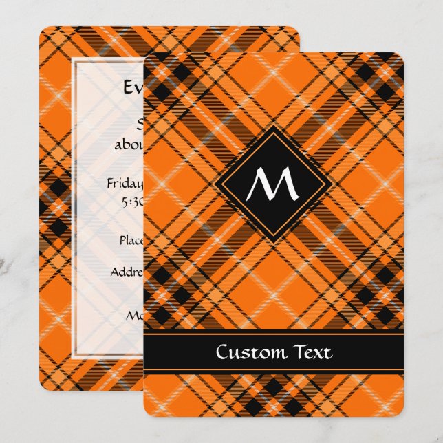 Halloween Orange Tartan Einladung (Vorne/Hinten)