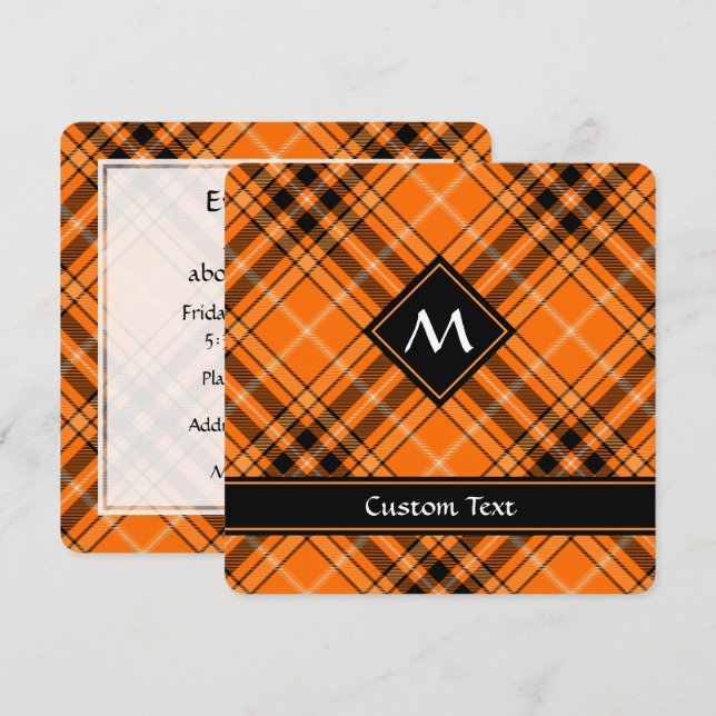 Halloween Orange Tartan Einladung (Vorne/Hinten)