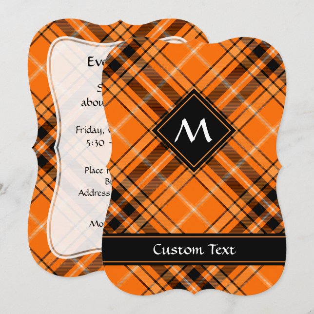 Halloween Orange Tartan Einladung (Vorne/Hinten)