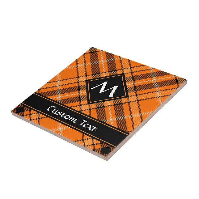 Halloween Orange Tartan Fliese (Seite)