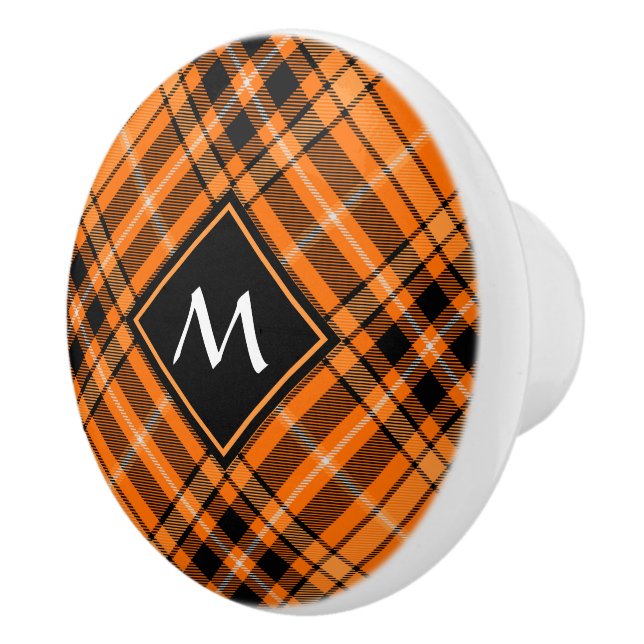 Halloween Orange Tartan Keramikknauf (Rechts)