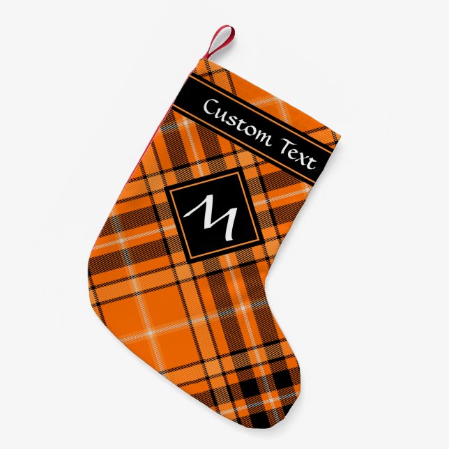 Halloween Orange Tartan Kleiner Weihnachtsstrumpf (Vorderansicht (hängend))