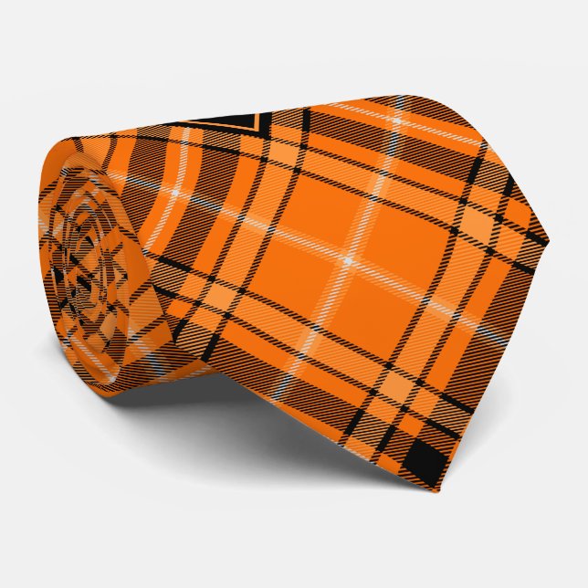 Halloween Orange Tartan Krawatte (Gerollt)