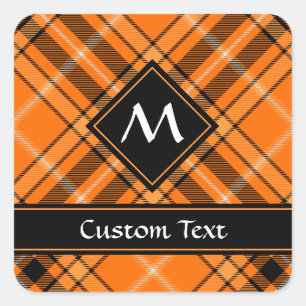Halloween Orange Tartan Quadratischer Aufkleber