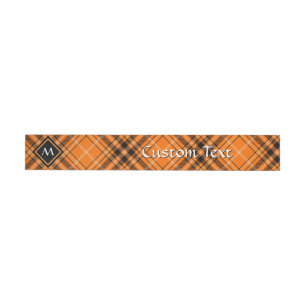 Halloween Orange Tartan Rundum-Adressaufkleber