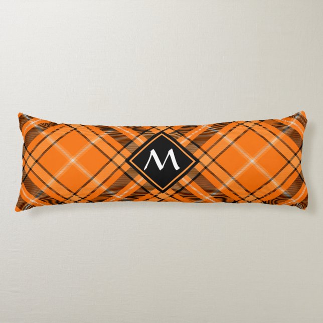 Halloween Orange Tartan Seitenschläferkissen (Vorderseite)