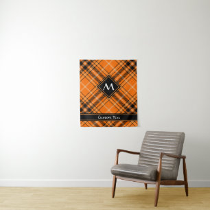Halloween Orange Tartan Wandteppich