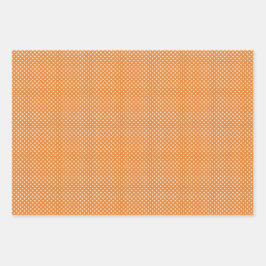 Halloween Orange Tiny White Polka Dot Geschenkpapier Set