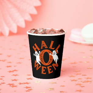 Halloween Orange Typografie-Geister Pappbecher