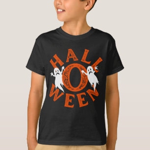 Halloween Orange Typografie-Geister T-Shirt