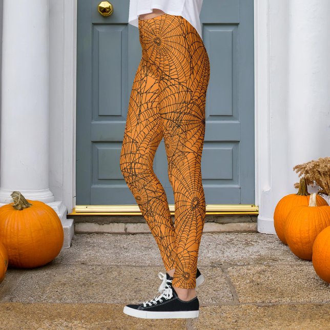 Halloween Orange und Black Spider Web Leggings (Von Creator hochgeladen)