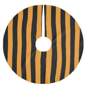 Halloween Orange und Black Strip Gemustert Polyester Weihnachtsbaumdecke