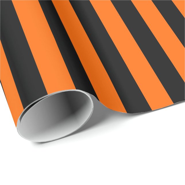 Halloween Orange und Black Strip Geschenkpapier (Rolleneckpunkt)