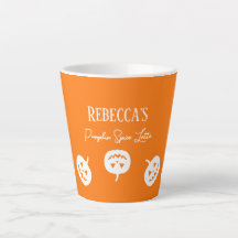 Halloween Orange und White Pumpkin Spice Latte Tas