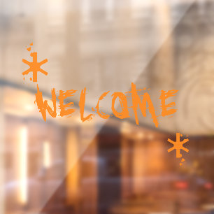 Halloween-Orange-Willkommenstext beängstigend Fensteraufkleber
