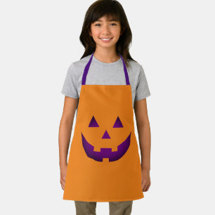 Halloween-Orangenkürbis und lila Kürbislaterne Schürze