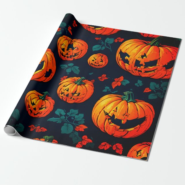 Halloween Orangenkürbispapppapier Geschenkpapier (Ungerollt)