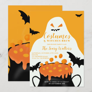 Halloween-Orangensaftgeister-Party Einladung