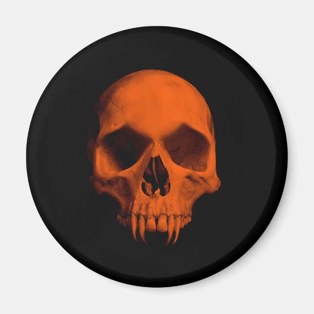 Halloween-Orangenschädel Magnet (Vorne)