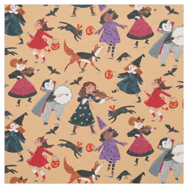 Halloween-Orangentrick oder Kinder mit Pattern beh Stoff (Muster)