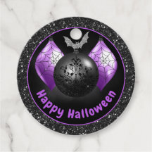 Halloween-Ornamente aus schwarzem und Lila Glitzer