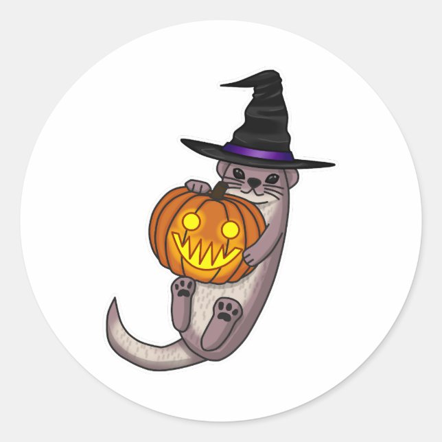 Halloween Otter Runder Aufkleber (Vorderseite)