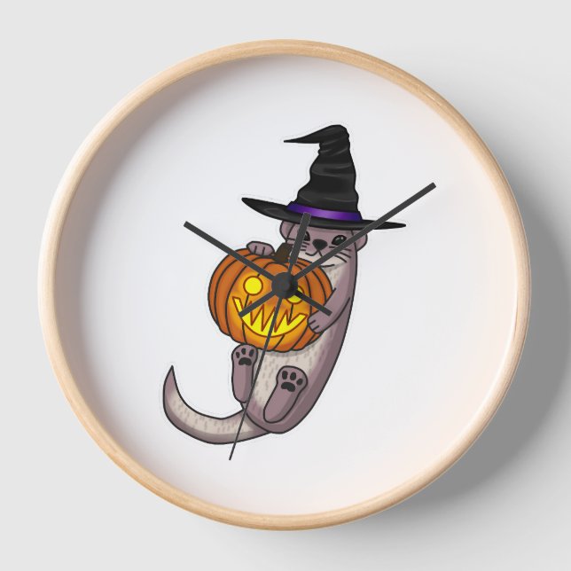 Halloween Otter Uhr (Vorderseite)
