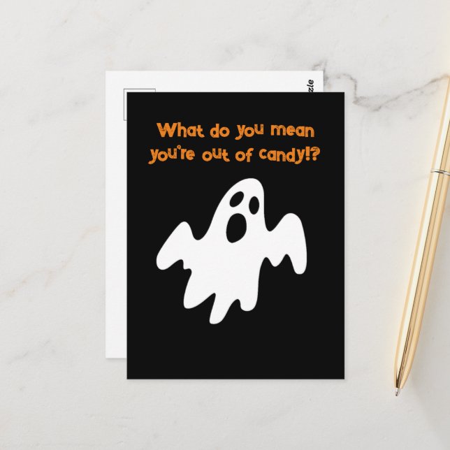 Halloween Out of Candy Funny Ghost Postkarte (Vorderseite/Rückseite Beispiel)