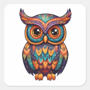Halloween Owl Alebrije Quadratischer Aufkleber