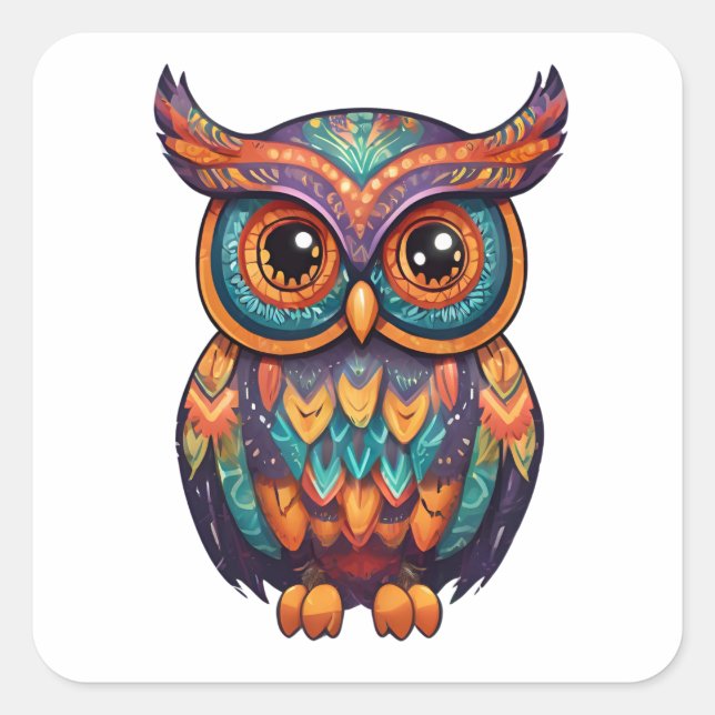 Halloween Owl Alebrije Quadratischer Aufkleber (Vorderseite)