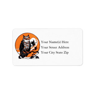 Halloween Owl and Hexen Address Label Adressaufkleber