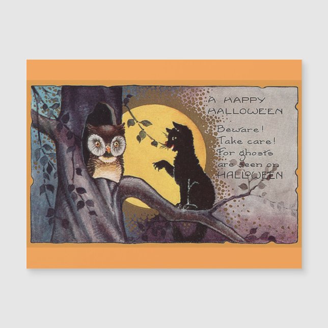 Halloween Owl und Cat Magnet (Vorderseite)