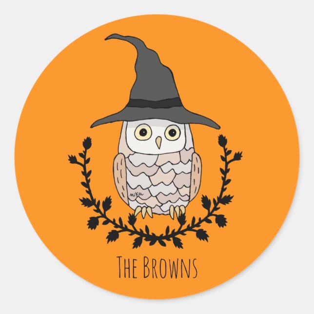 Halloween Owl Witz Halloween-Party Gefallen Runder Aufkleber (Vorderseite)