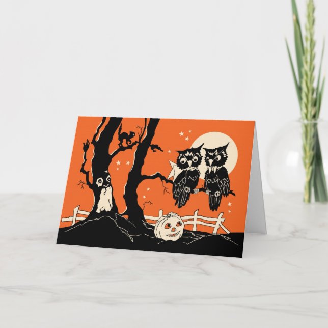 Halloween Owls Card Karte (Vorderseite)