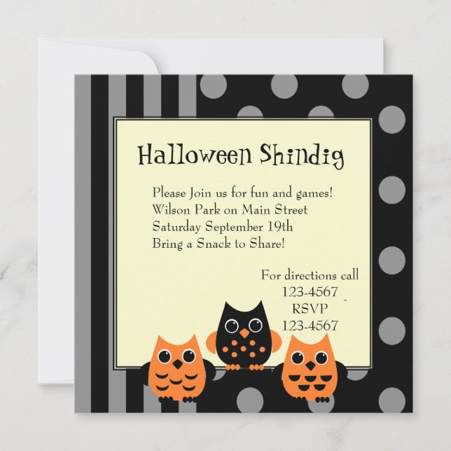 Halloween Owls Einladung (Vorderseite)