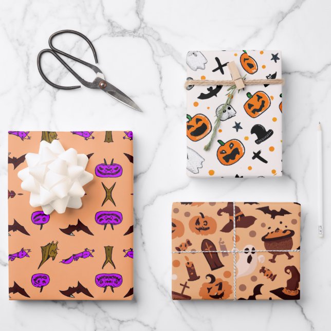 Halloween-Packpapier Geschenkpapier Set (Vorderseite)