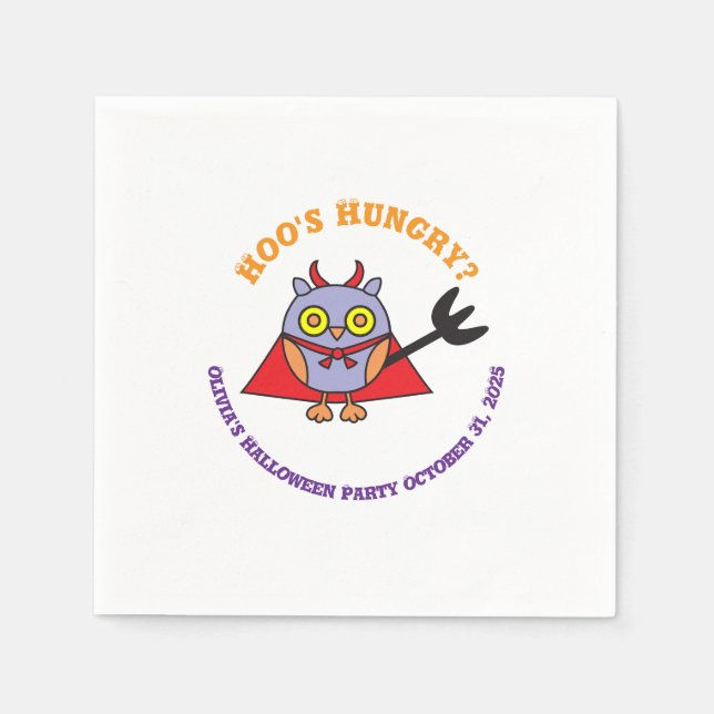 Halloween Paper Napkins Owl Devil Serviette (Vorderseite)