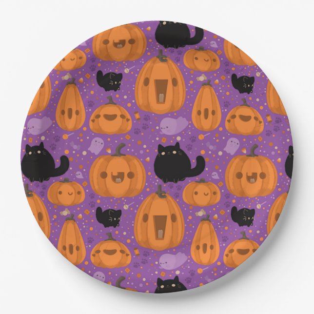 Halloween Paper Teller/Black Cats Pappteller (Vorderseite)