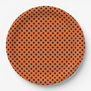 Halloween Paper Teller/Orange mit Black Polka Dot Pappteller