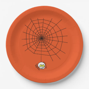 Halloween Paper Teller/Spider und Web auf Orange Pappteller