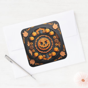 Halloween Papercut Mandala Quadratischer Aufkleber