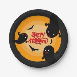 Halloween-Papierpartyplatte mit Geistern und Flede Pappteller