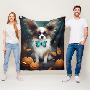 Halloween Papillon mit Kürbissen Gruselig Fleecedecke