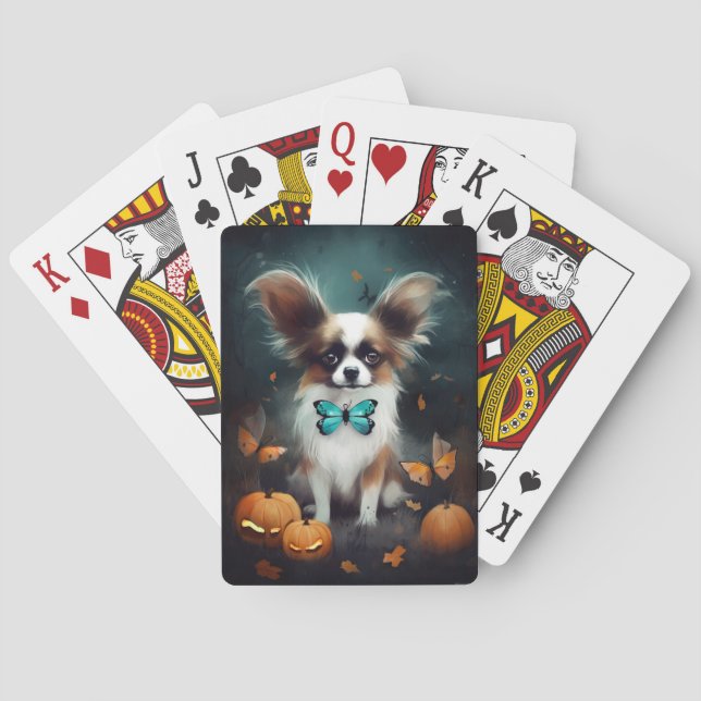 Halloween Papillon mit Pumpkins Beängstigend Spielkarten (Rückseite)